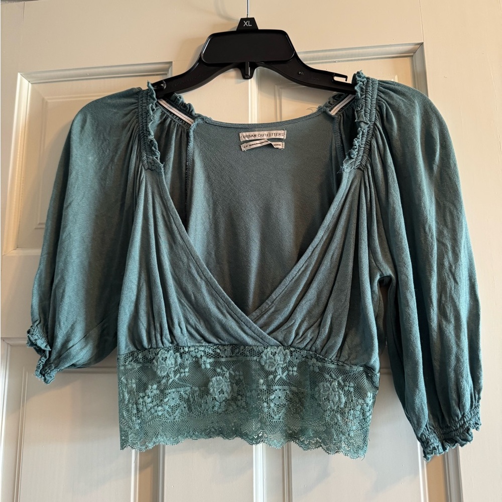 Urban Outfitters peasant style cropped plunge top